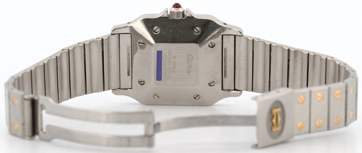 UNPOLISHED Cartier Santos Carree RED 18k Gold Steel Automatic 29mmX41mm 2961 BOX