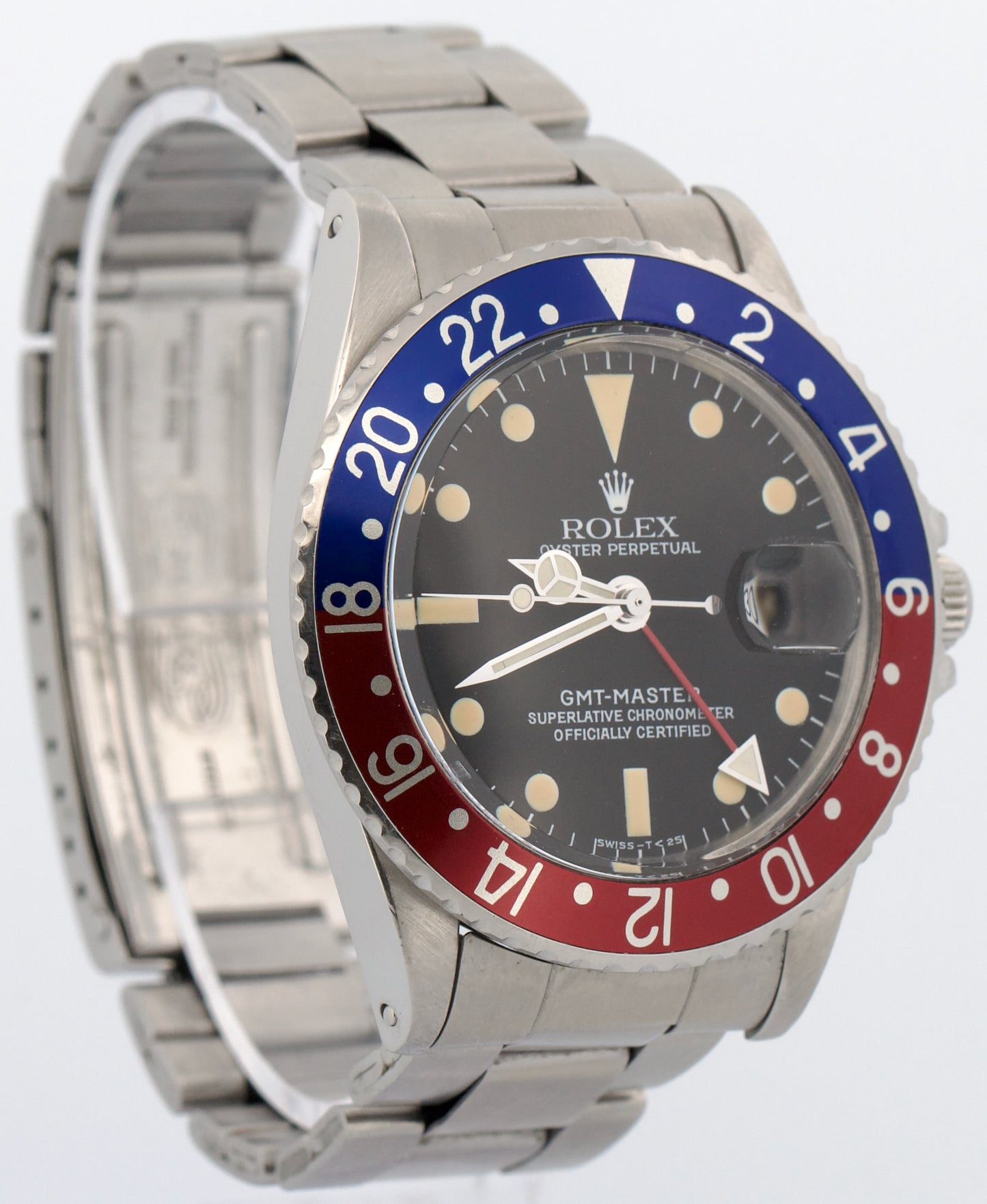 VINTAGE 1971 Rolex GMT-Master Red Blue PATINA PEPSI Black Oyster Steel 40mm 1675