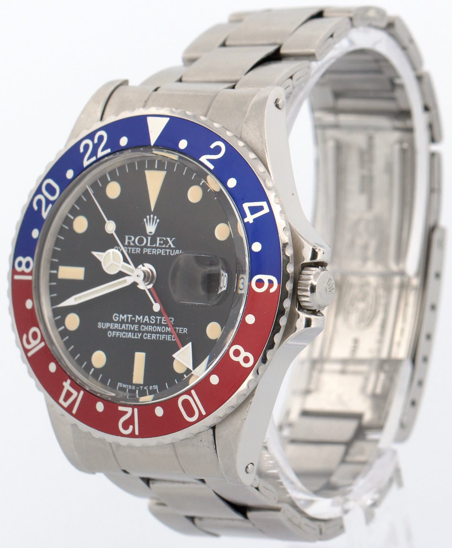 VINTAGE 1971 Rolex GMT-Master Red Blue PATINA PEPSI Black Oyster Steel 40mm 1675