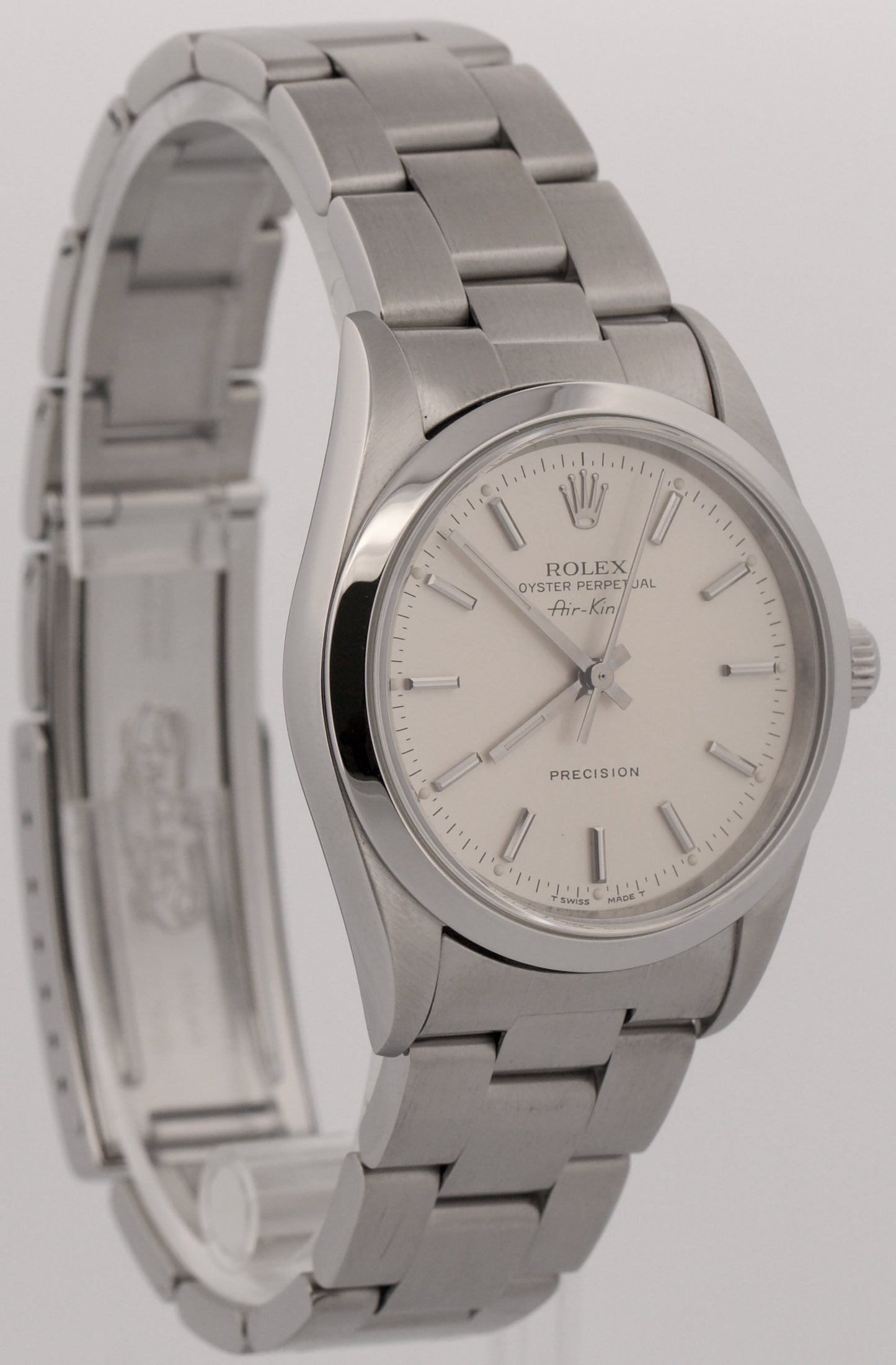 PAPERS 1997 Rolex Oyster Perpetual Air-King SILVER Steel OYSTER 34mm 14000 BOX