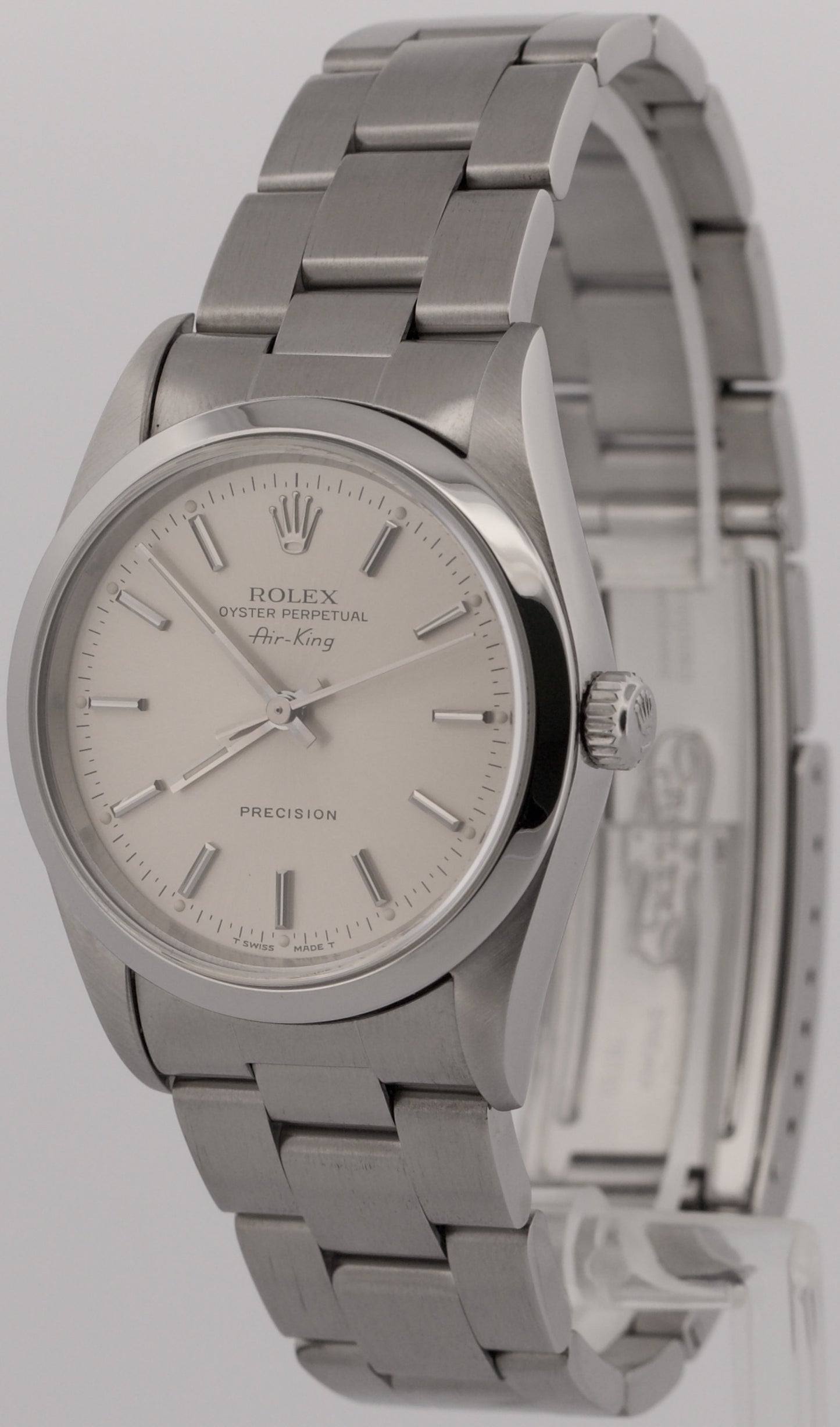 PAPERS 1997 Rolex Oyster Perpetual Air-King SILVER Steel OYSTER 34mm 14000 BOX