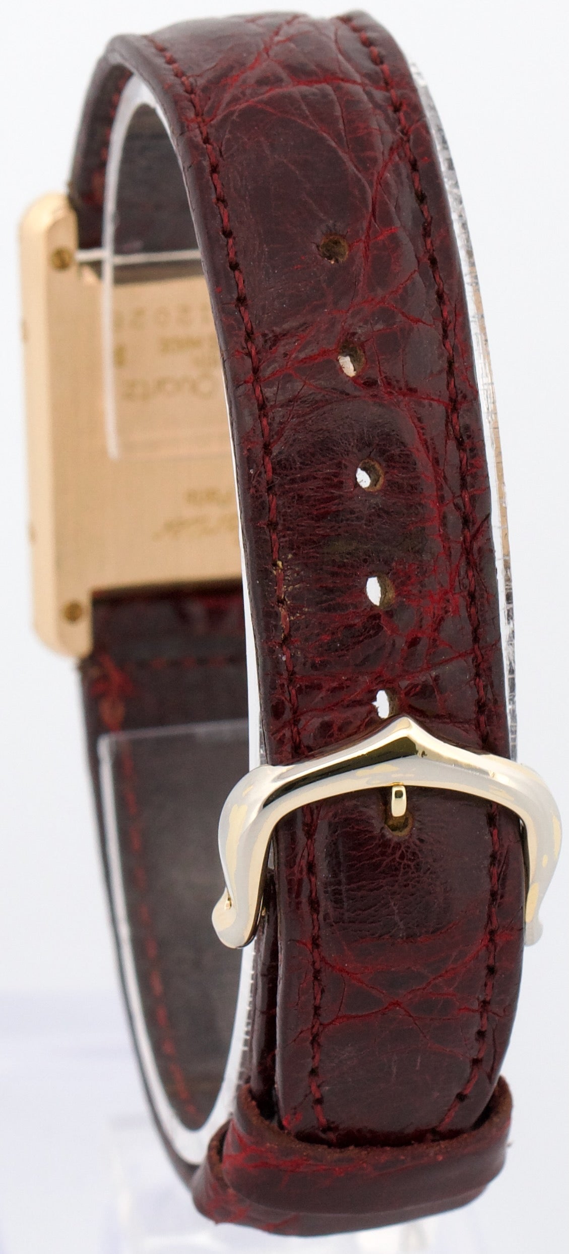 VINTAGE Ladies Cartier Tank Louis WHITE 18k Yellow Gold Quartz 6600 20.5mm Watch