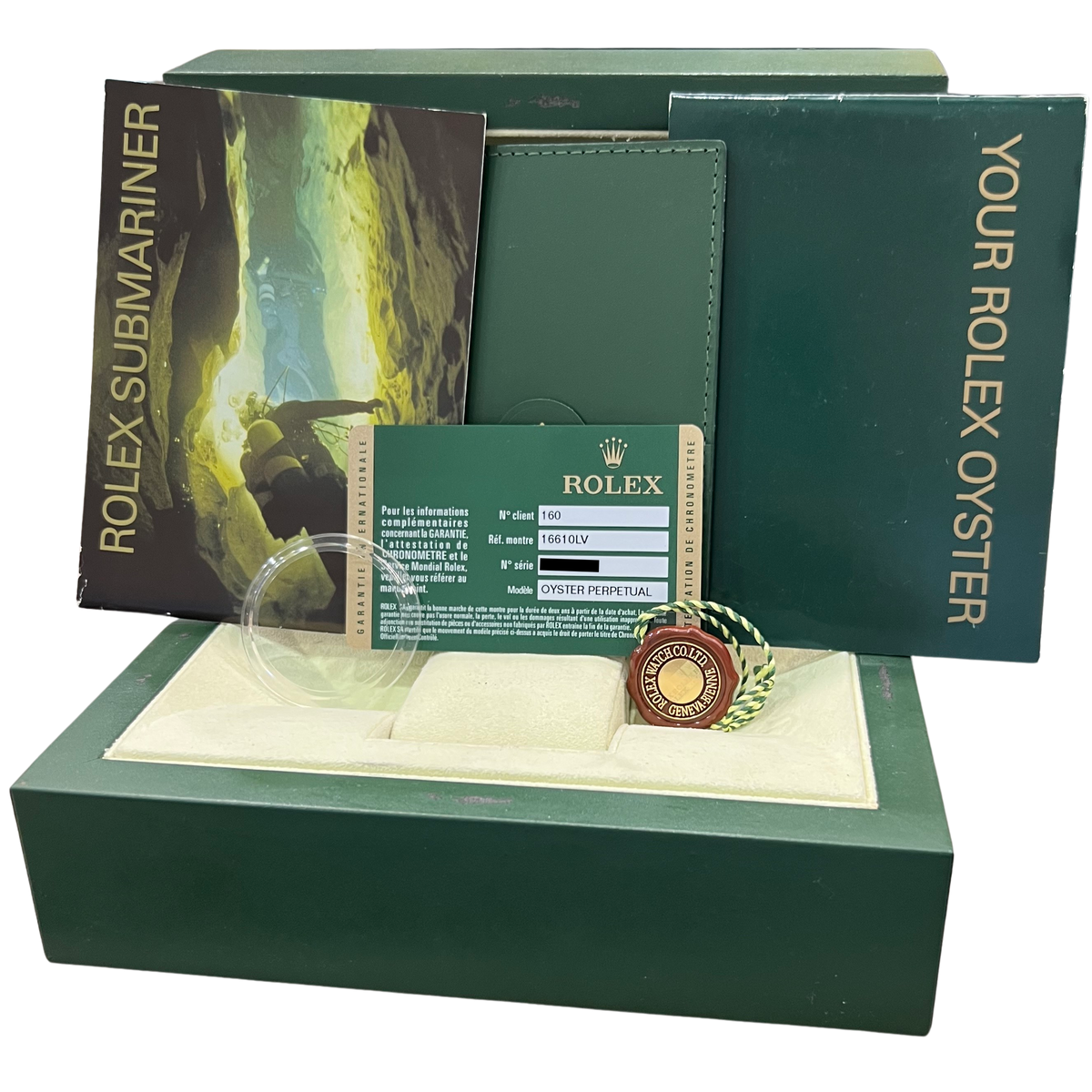 2008 Rolex Submariner Date Kermit 16610 LV Green Rehaut 40mm Watch Box Papers