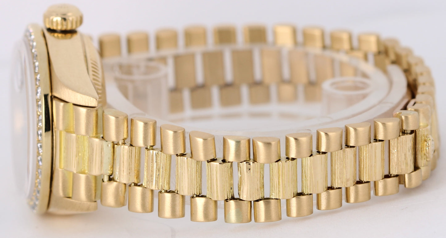 Rolex Datejust 18k Gold DIAMOND Bark President Black Granite 26mm 6927 Watch