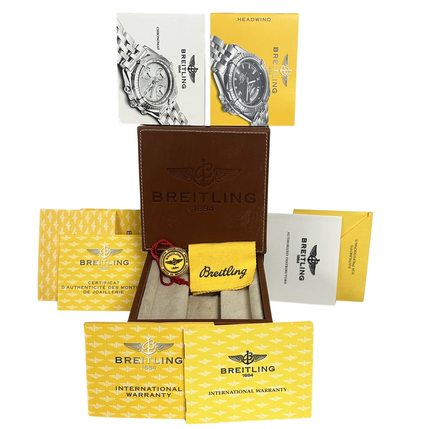 RARE Breitling Headwind PAPERS 18k Yellow Gold DIAMOND 44mm K45355 Watch BOX