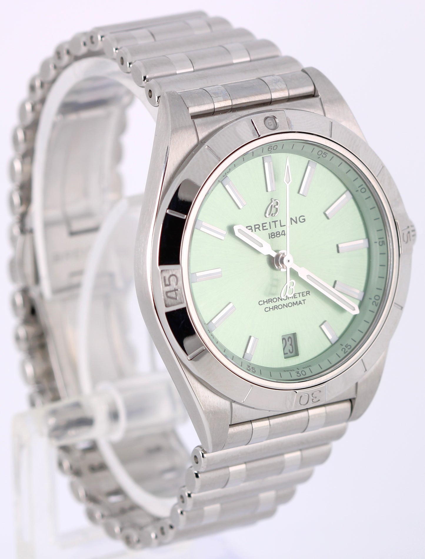 Breitling Chronomat Automatic 36 PAPERS Steel Mint Green 36mm A10380 Watch Box