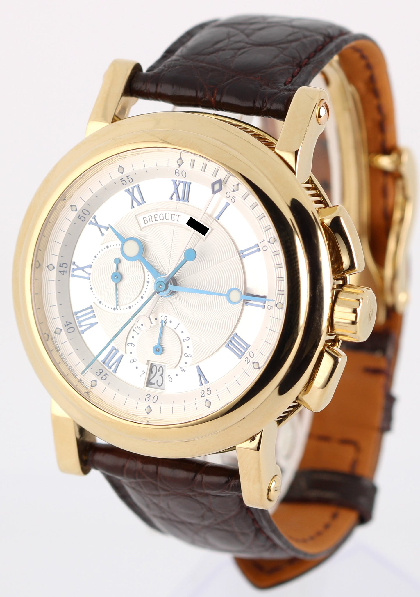 Breguet Horloger de la Marine 18k Yellow Gold Silver 42mm 5827BA Watch