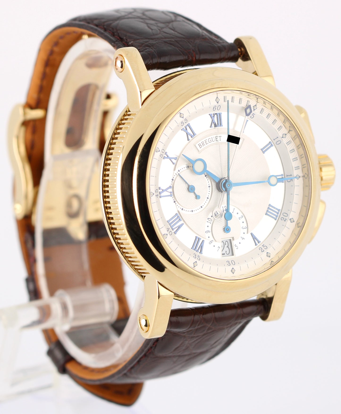 Breguet Horloger de la Marine 18k Yellow Gold Silver 42mm 5827BA Watch