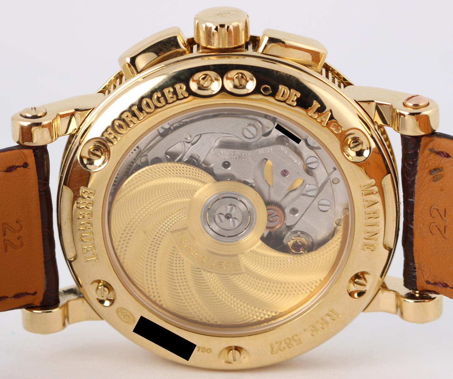 Breguet Horloger de la Marine 18k Yellow Gold Silver 42mm 5827BA Watch