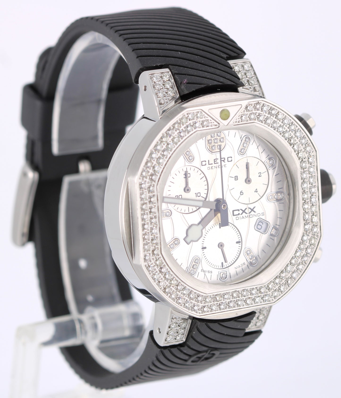 Clerc Geneve CXX Scuba DIAMONDS Chronograph Steel Silver 42mm CXXDSN115Q Watch