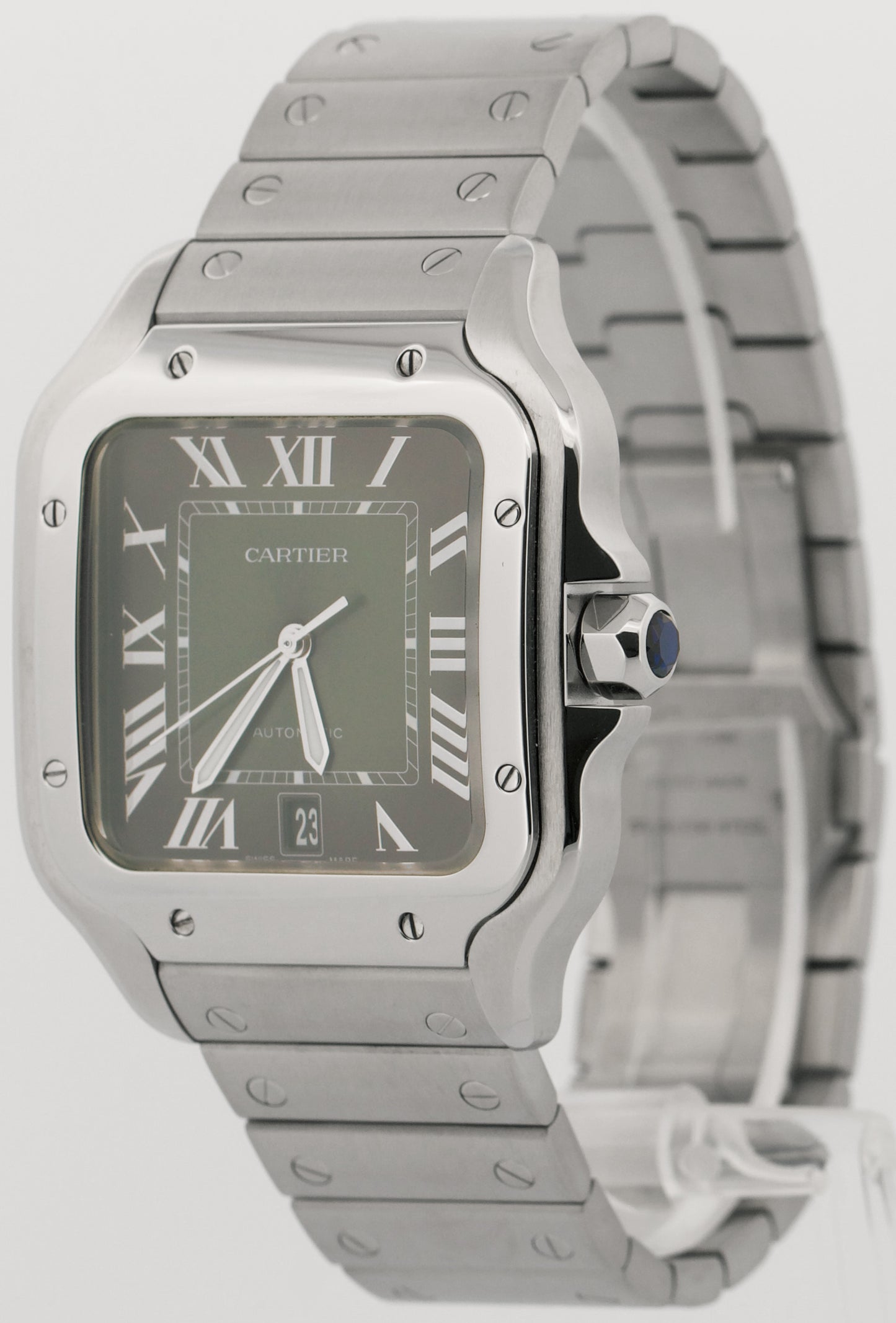 2024 PAPERS Cartier Santos-Dumont GREEN Stainless Steel WSSA0062 4072 39.8mm BOX
