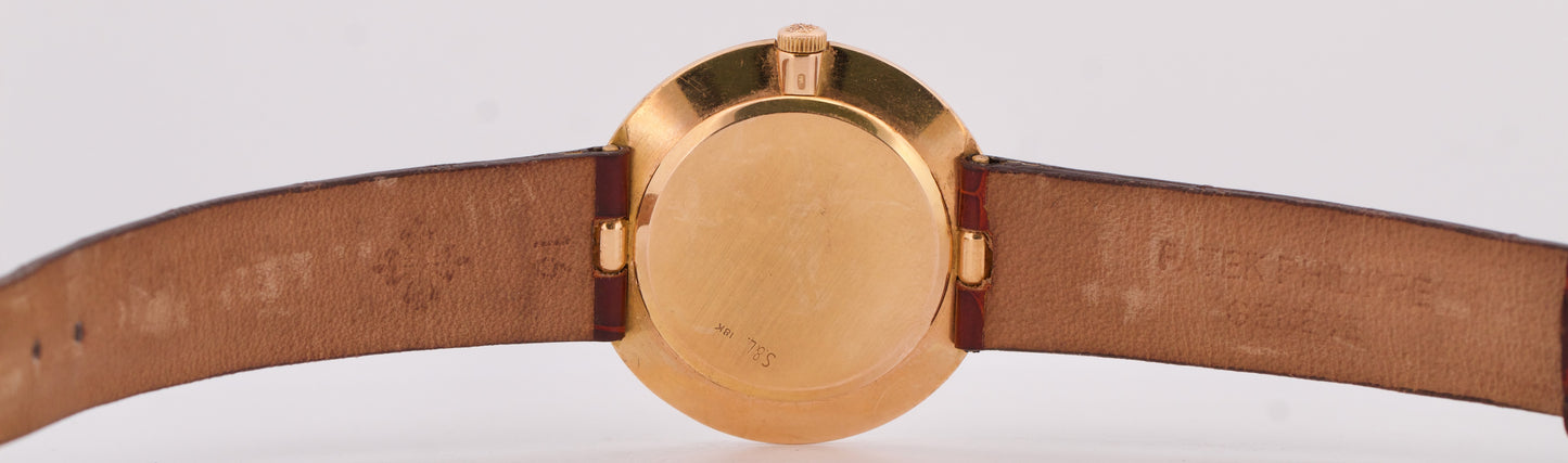 VINTAGE Patek Philippe Calatrava 35mm SILVER Manual 18K Rose Gold Leather 2591