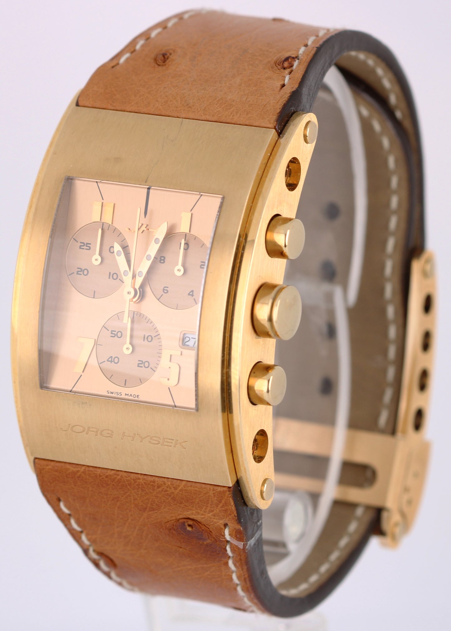 Jorg Hysek Kilada Rectangular Chronograph 18k Gold Copper 31mm S011 Watch BOX