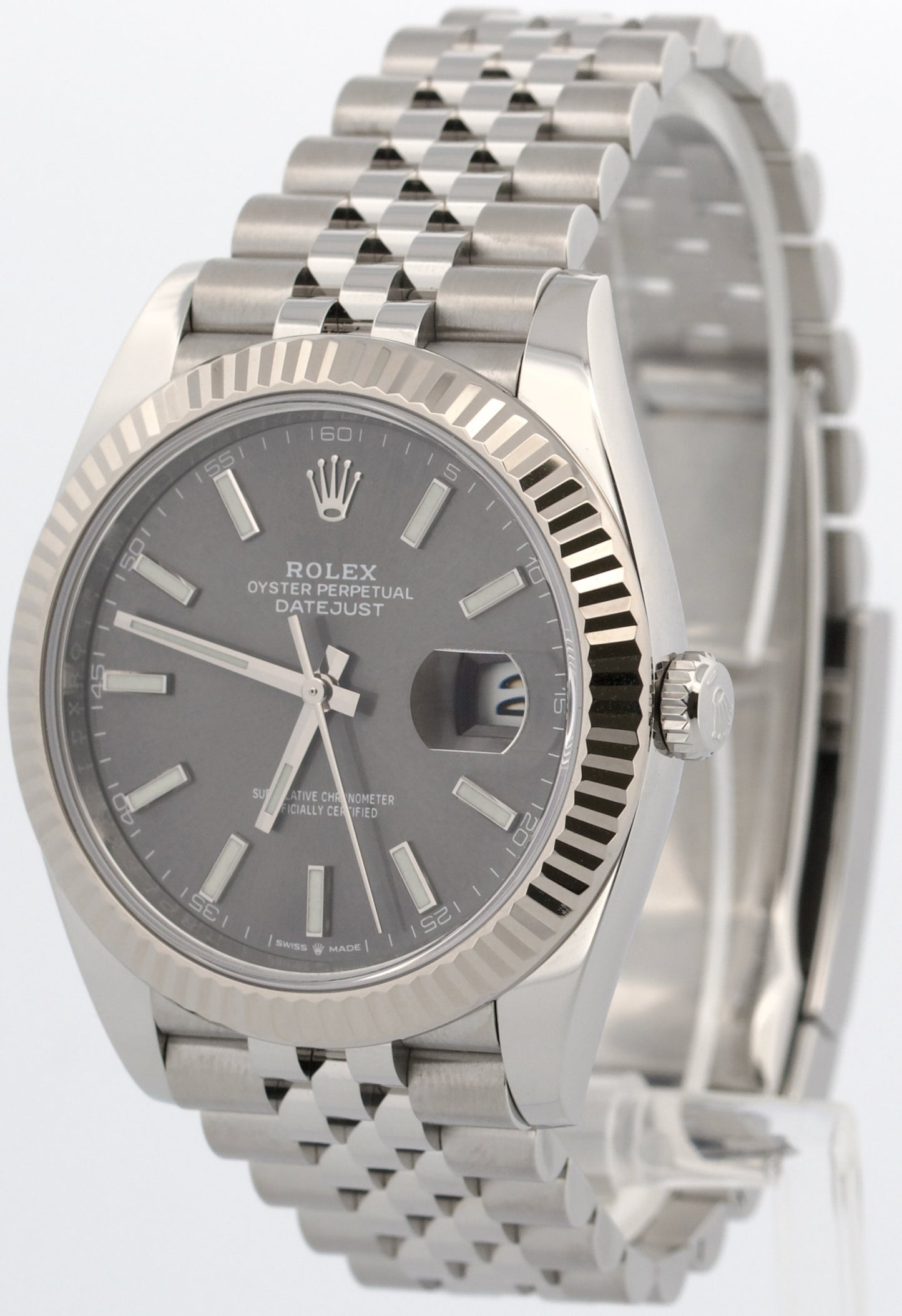 2022 PAPERS Rolex DateJust 41 RHODIUM 18K Gold Steel 41mm JUBILEE 126334 BOX