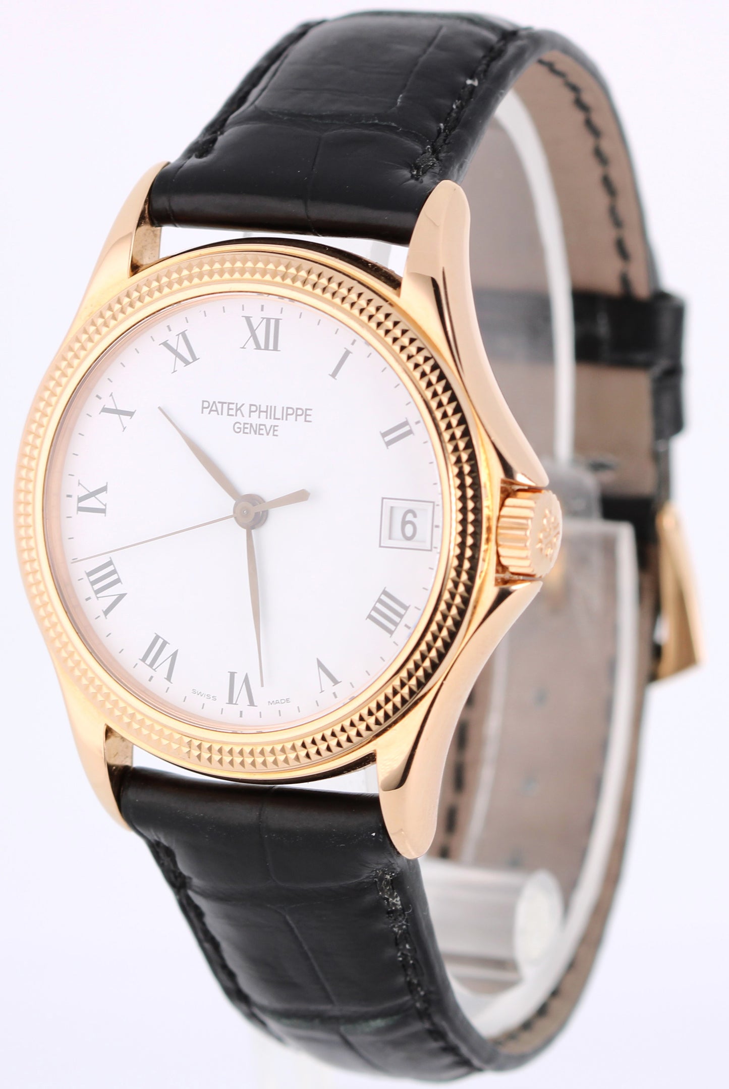 ARCHIVE PAPERS Patek Philippe Calatrava 18k Rose Gold White Roman 37mm 5117R BOX