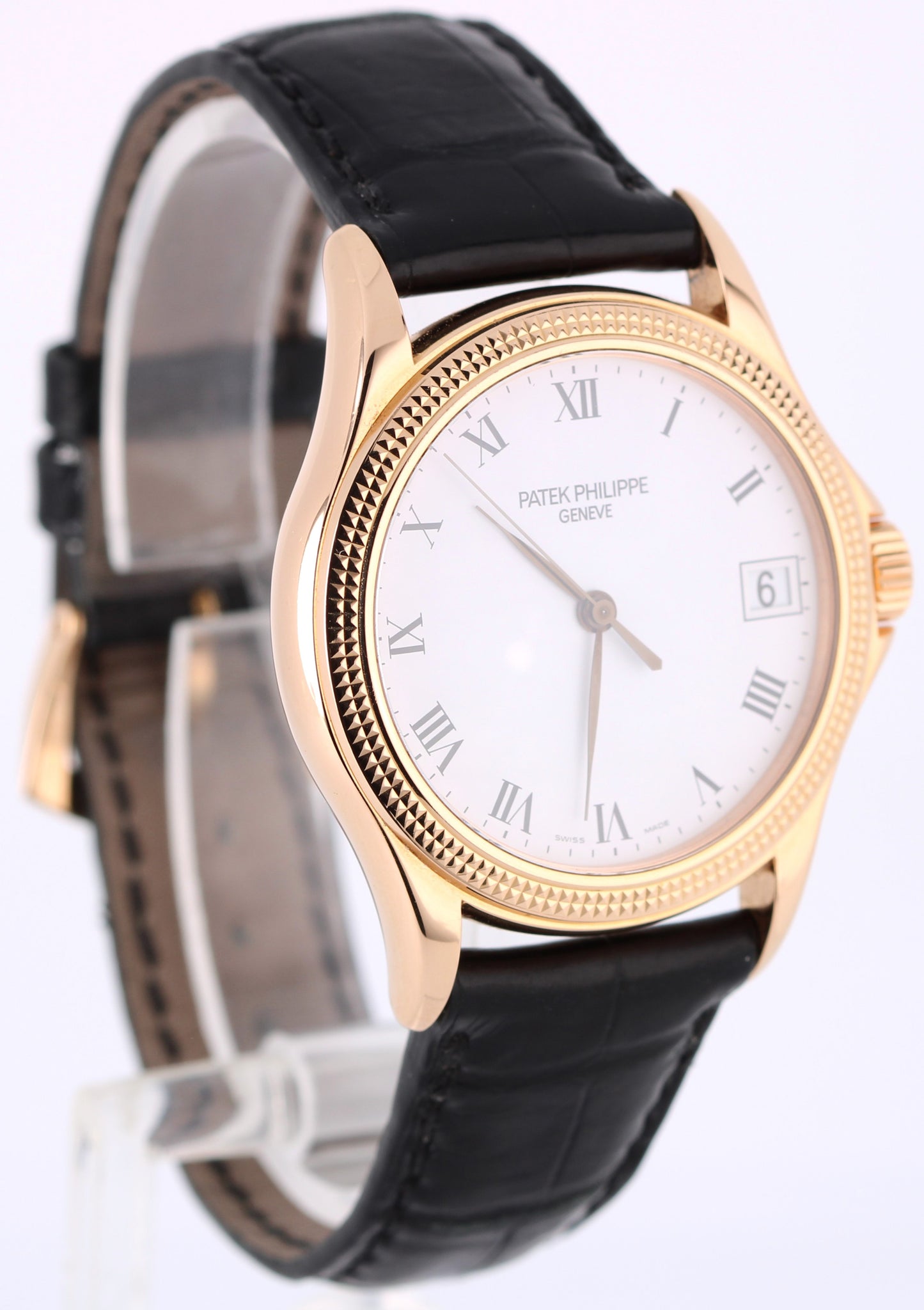 ARCHIVE PAPERS Patek Philippe Calatrava 18k Rose Gold White Roman 37mm 5117R BOX
