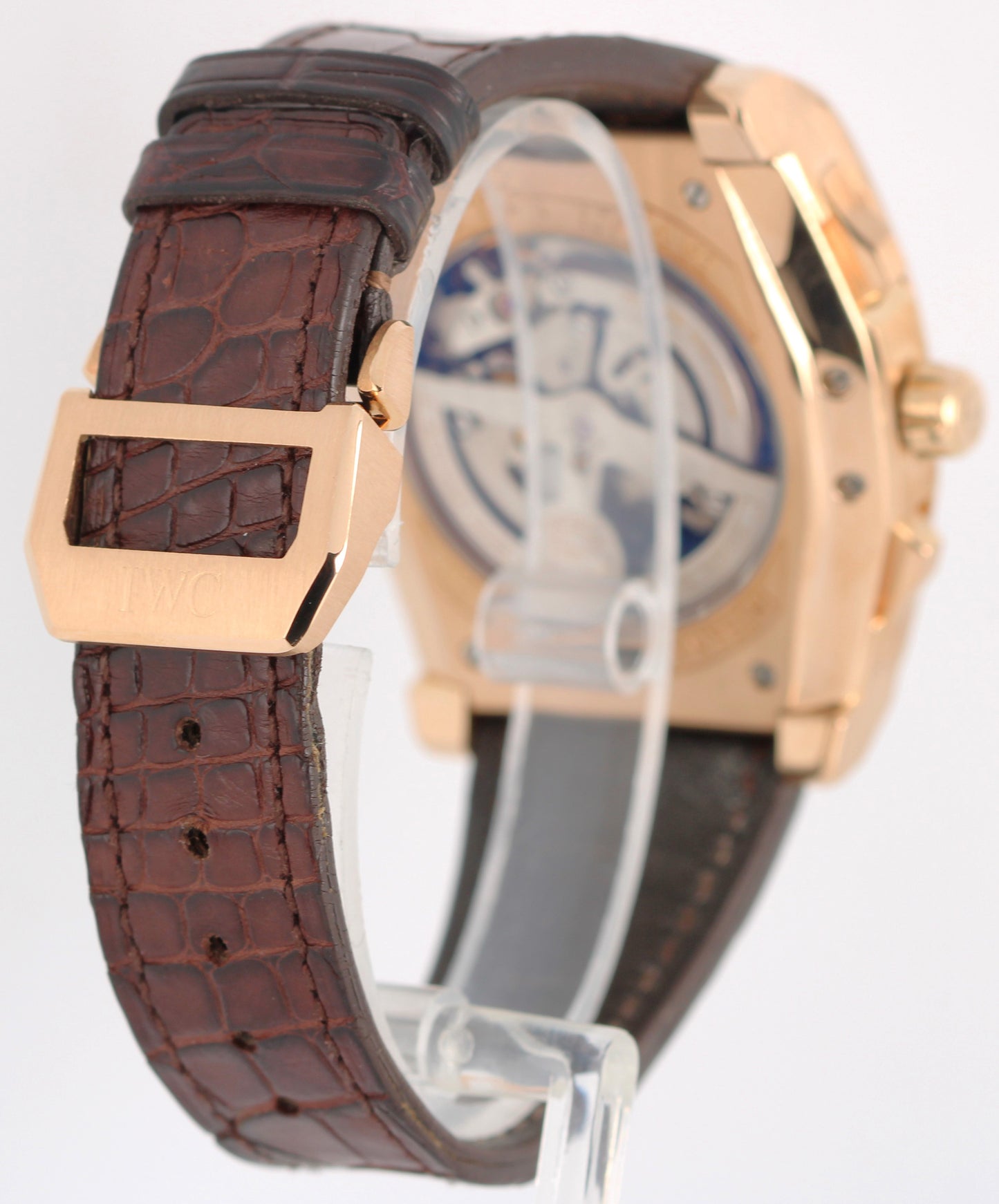 IWC Da Vinci Chronograph 18k Rose Gold Silver 43mm IW376402 Brown Leather Watch