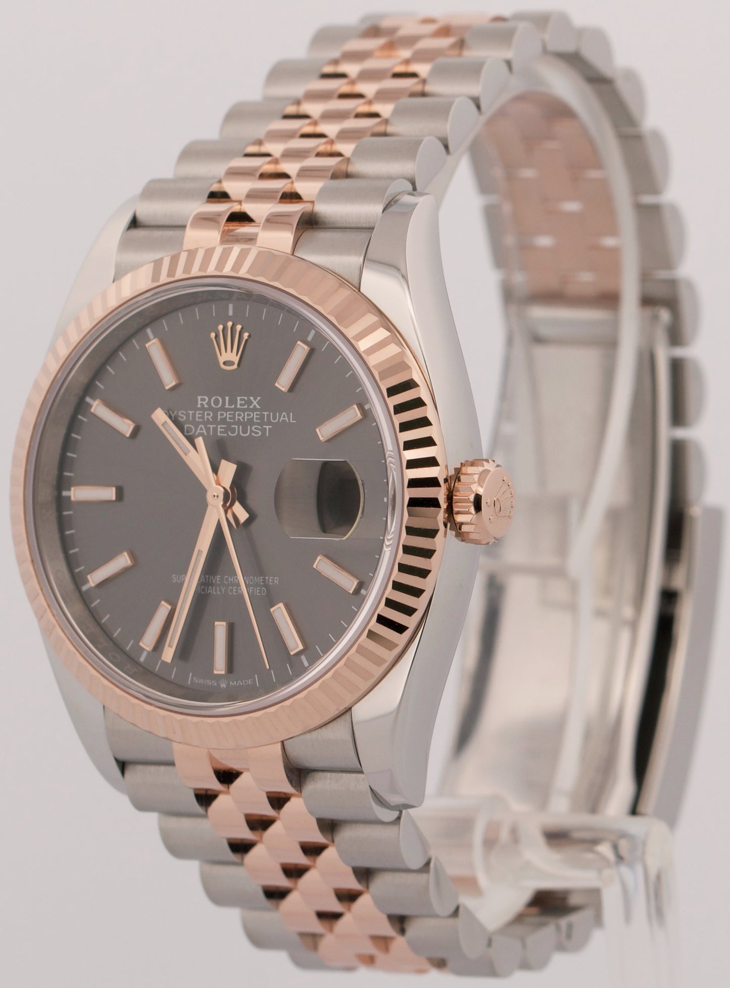 2026 PAPERS Rolex DateJust RHODIUM 18K Rose Gold Steel JUBILEE 36mm 126231 BOX