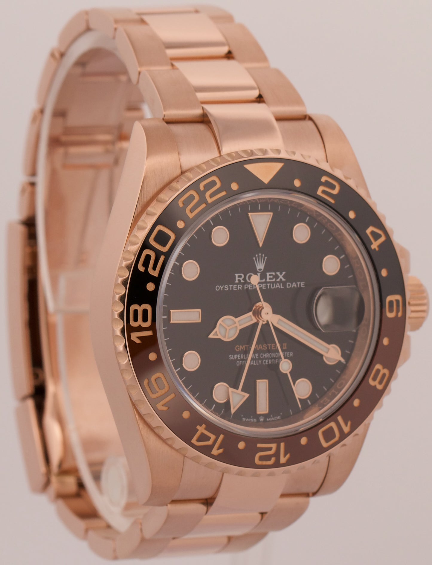 2022 PAPERS Rolex GMT-Master II ROOT BEER 18K Rose Gold 40mm 126715 CHNR BOX