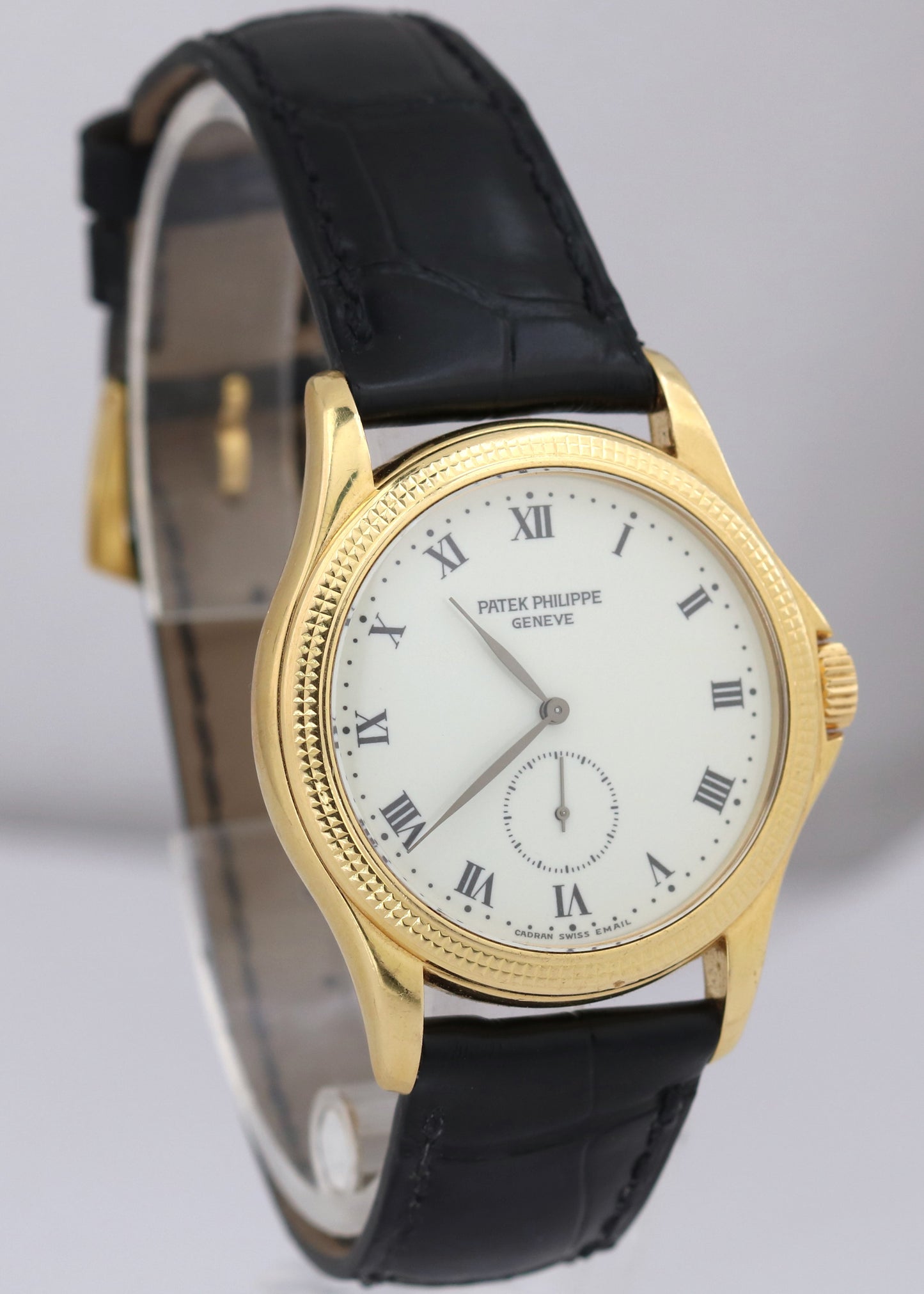 Patek Philippe Calatrava 5115J 18K Yellow Gold White 35mm Manual Leather Watch