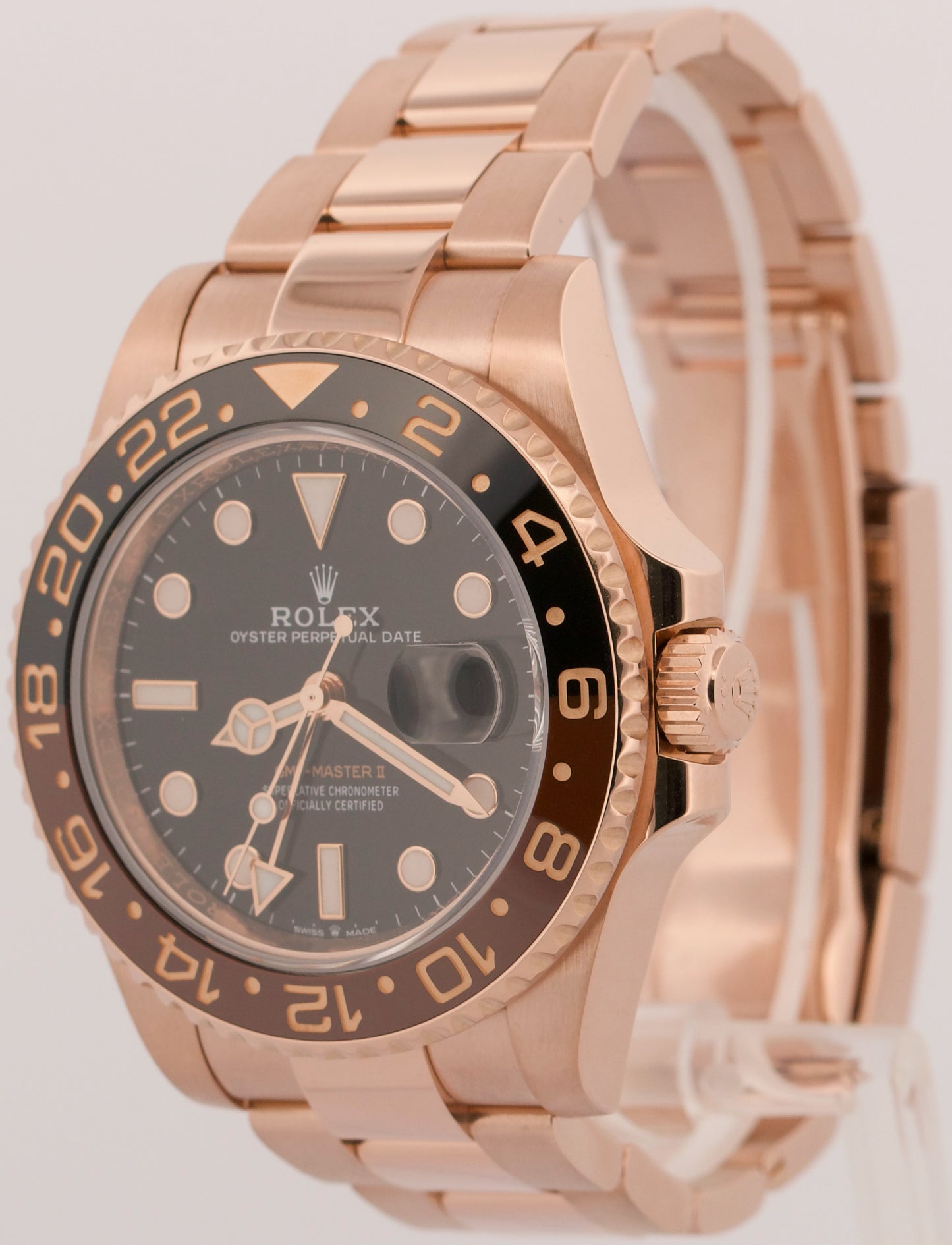 2022 PAPERS Rolex GMT-Master II ROOT BEER 18K Rose Gold 40mm 126715 CHNR BOX