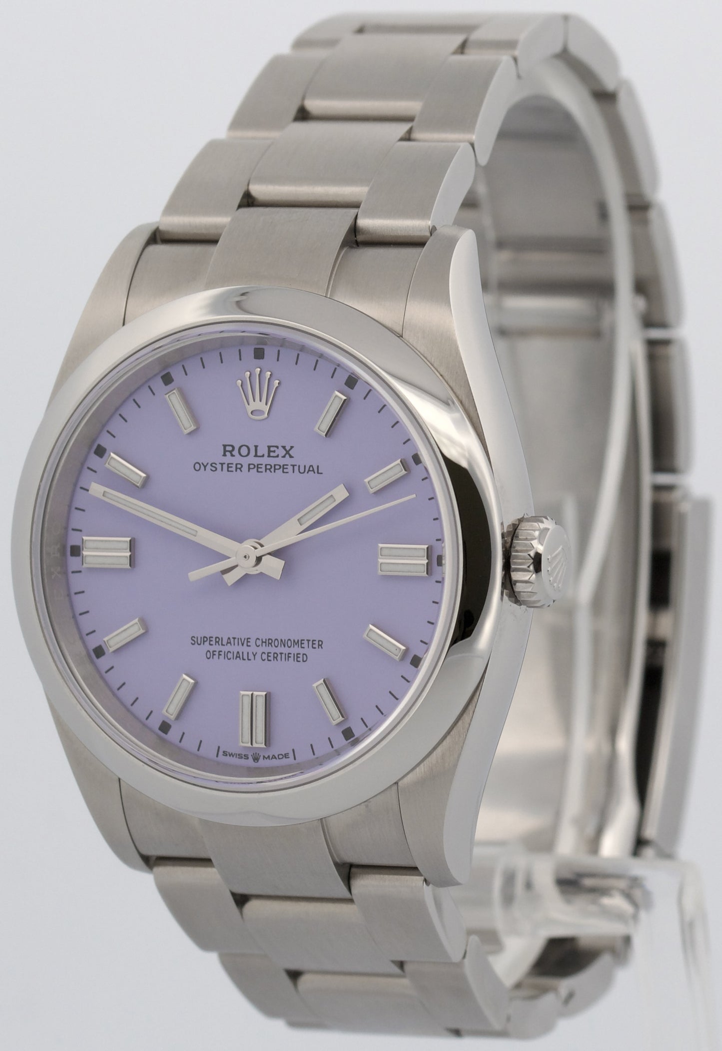 2025 PAPERS Rolex Oyster Perpetual LAVENDER PURPLE Steel 36mm Watch 126000 BOX