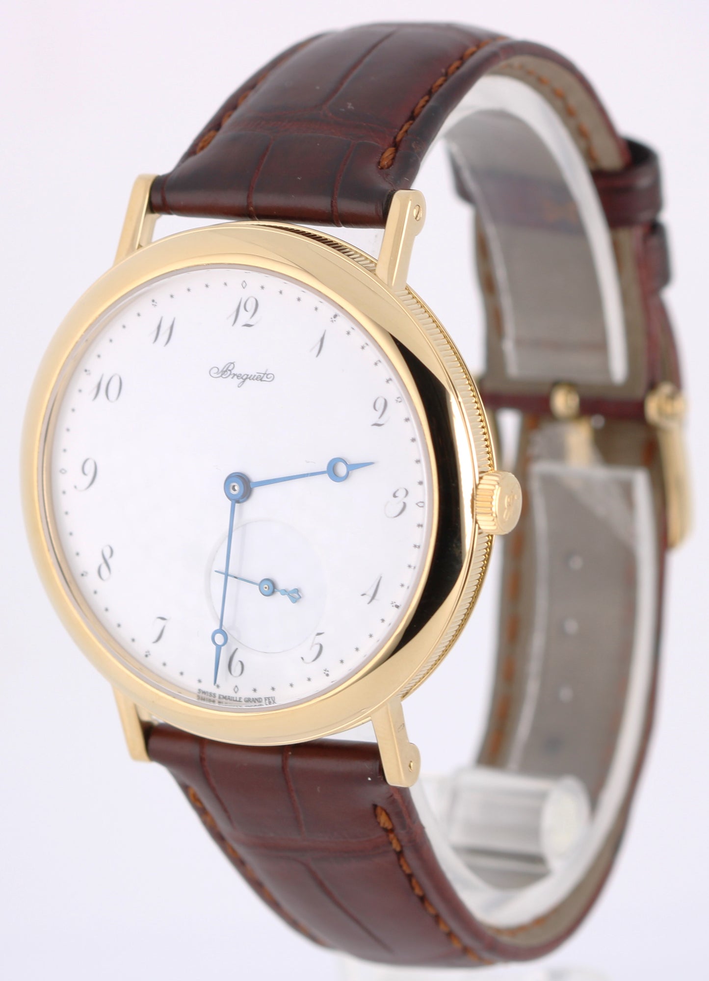 Breguet Classique Automatic 18k Yellow Gold White Arabic 40mm 5140 Leather Watch