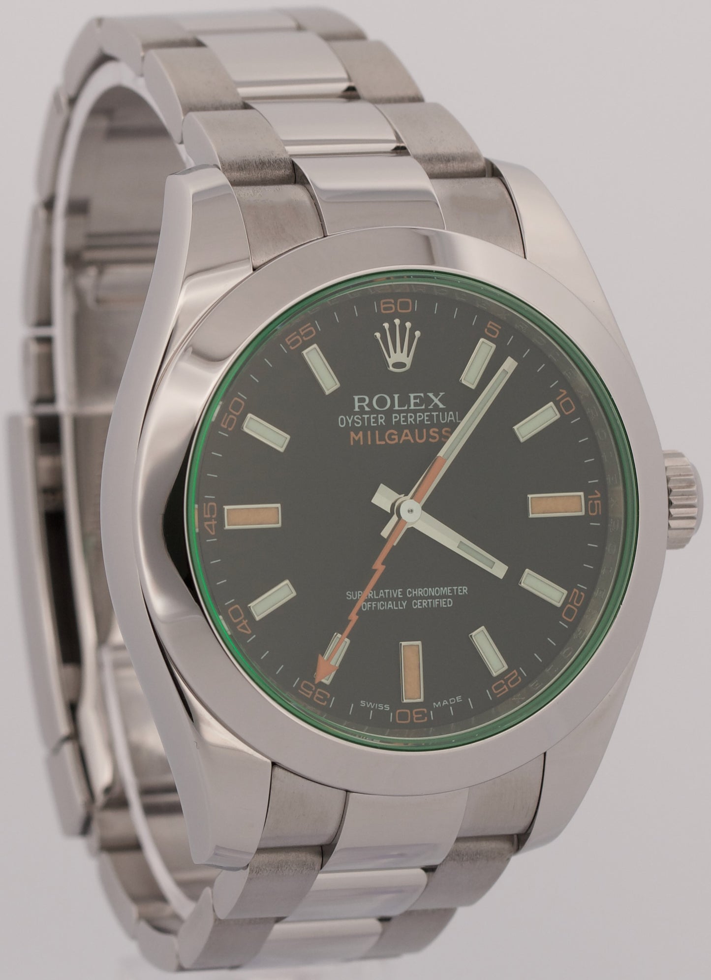 2009 PAPERS Rolex Milgauss BLACK 40mm Green 116400 GV Stainless Steel Oyster BOX