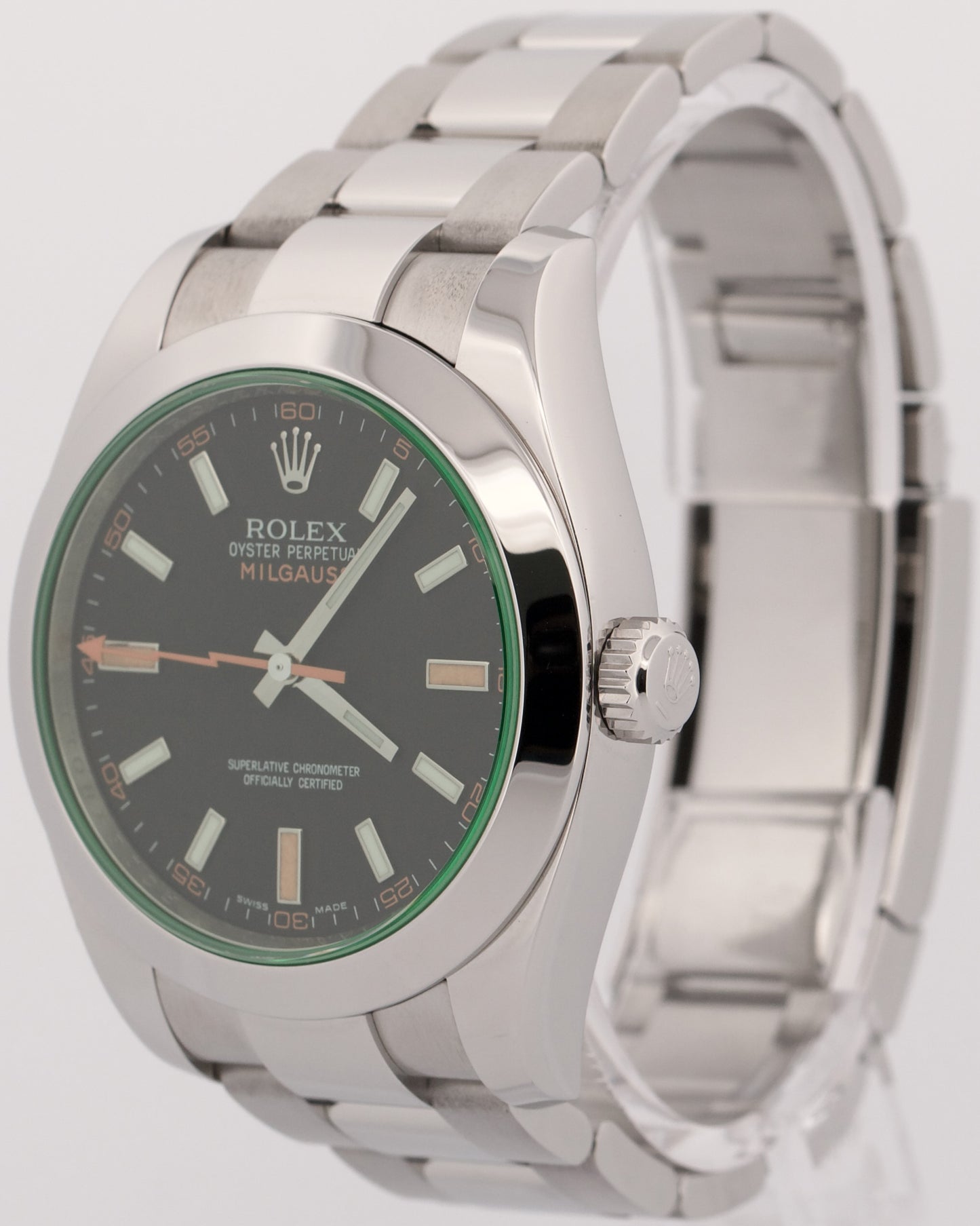2009 PAPERS Rolex Milgauss BLACK 40mm Green 116400 GV Stainless Steel Oyster BOX