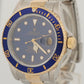1997 Rolex Submariner Date 40mm BLUE 18K Yellow Gold Stainless Steel 16613 Watch