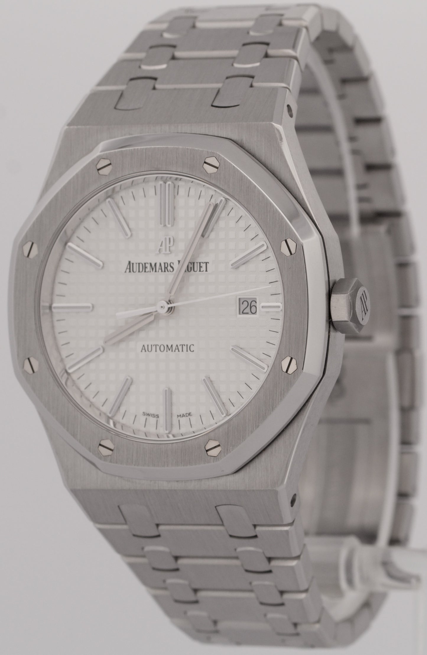 PAPERS Audemars Piguet Royal Oak WHITE Stainless 41mm 15400ST.OO.1220ST.02 BOX