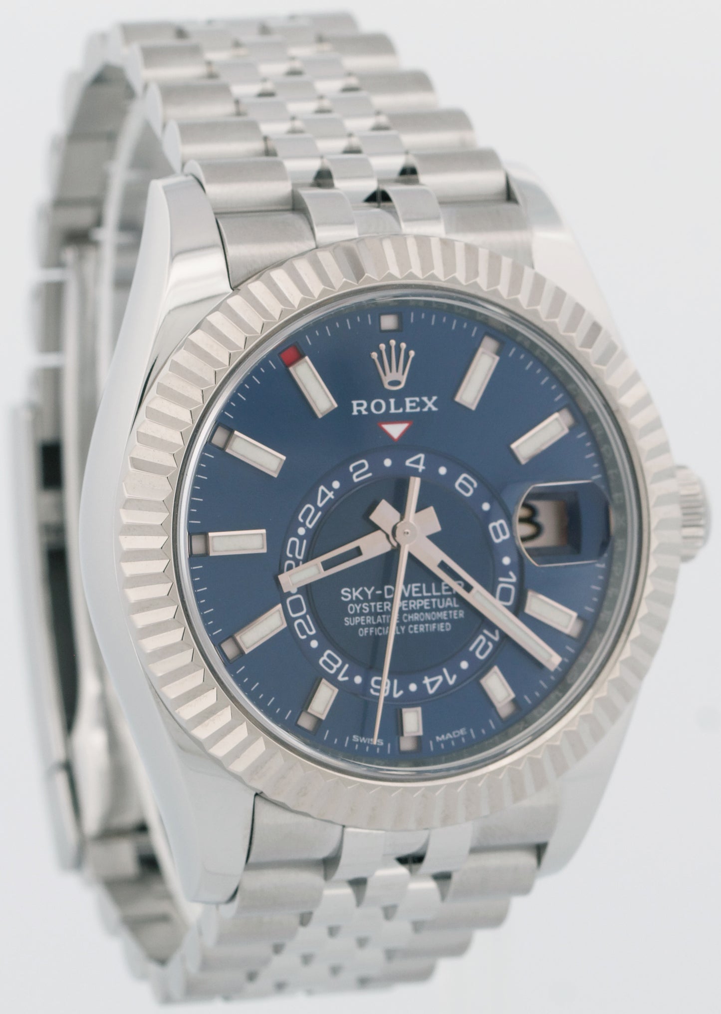MINT 2023 PAPERS Rolex Sky-Dweller BLUE Steel 18K Gold 42mm JUBILEE 326934 BOX