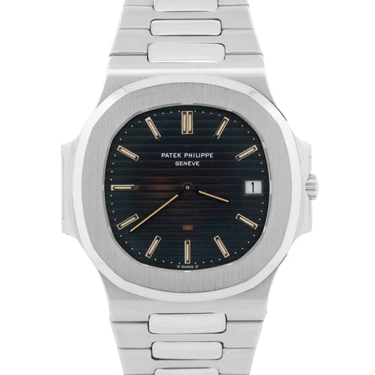 UNPOLISHED PAPERS Patek Philippe Nautilus Black PATINA 3700/001 Steel 42mm BOX