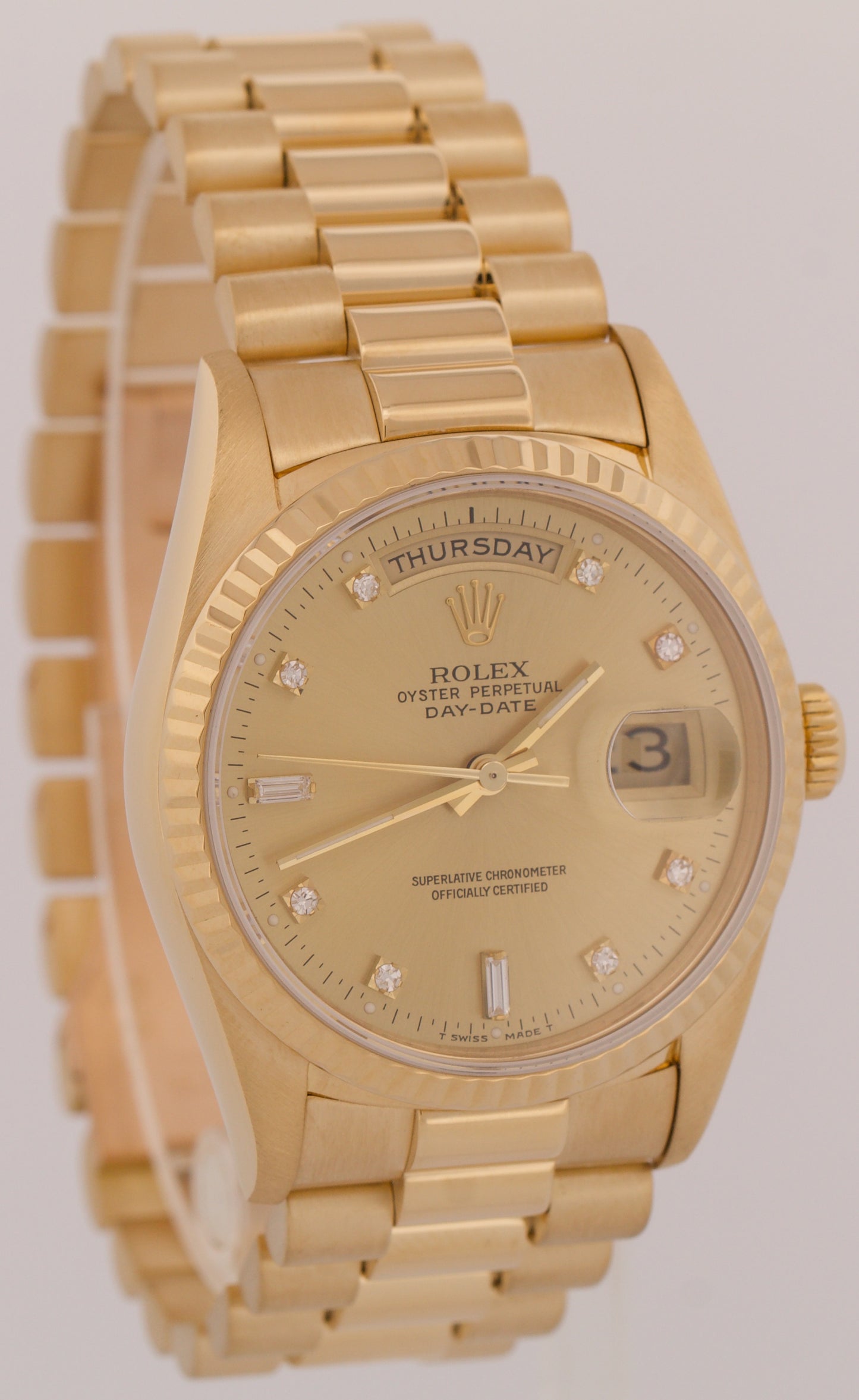 Rolex Day-Date President FACTORY CHAMPAGNE DIAMOND 36mm 18K Yellow Gold 18238