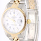 Rolex Date Two-Tone 18k Yellow Gold Steel White Roman 34mm 15223 Jubilee Watch
