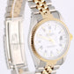 Rolex Date Two-Tone 18k Yellow Gold Steel White Roman 34mm 15223 Jubilee Watch