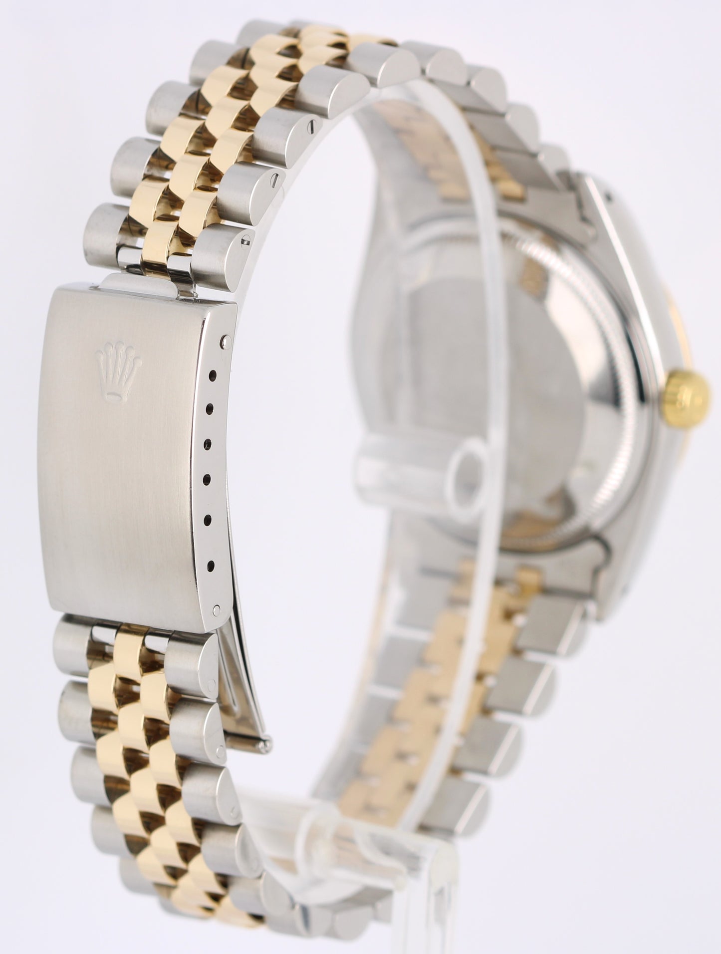 Rolex Date Two-Tone 18k Yellow Gold Steel White Roman 34mm 15223 Jubilee Watch