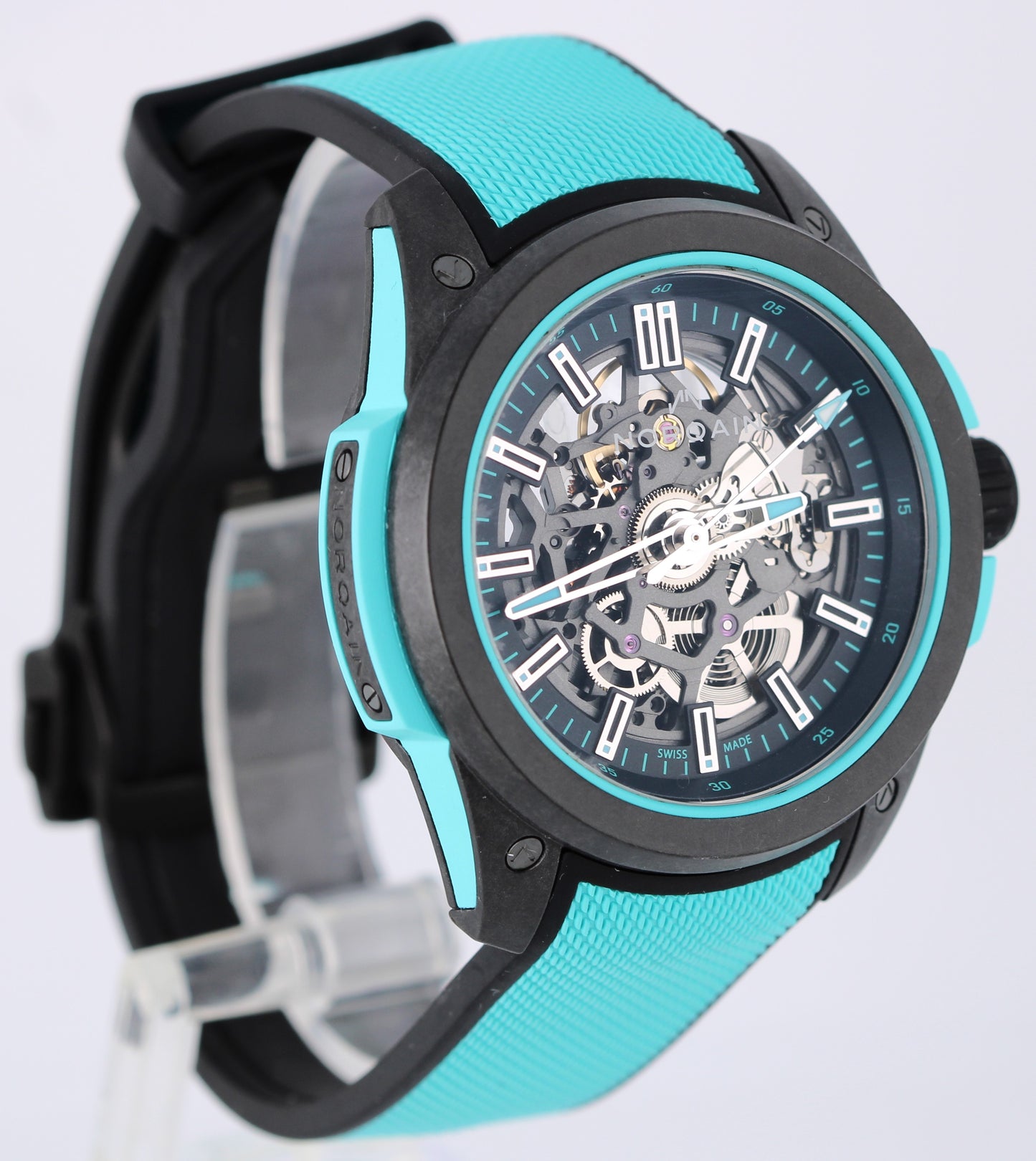 Norqain Independence Wild One Skeleton Turquoise Carbon 42mm NNQ3000 Watch BOX