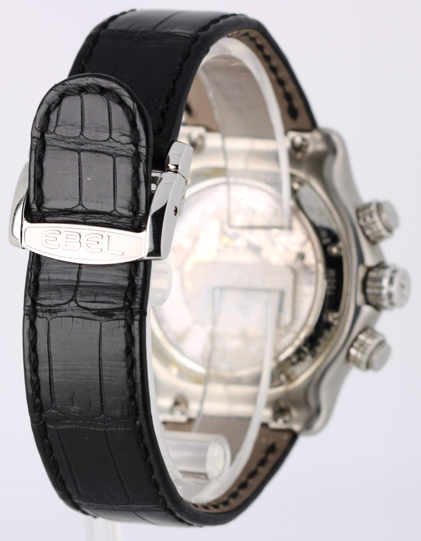 EBEL 1911 BTR Chronograph PAPERS Steel Silver DIAMOND 44mm E9137L7S Watch BOX