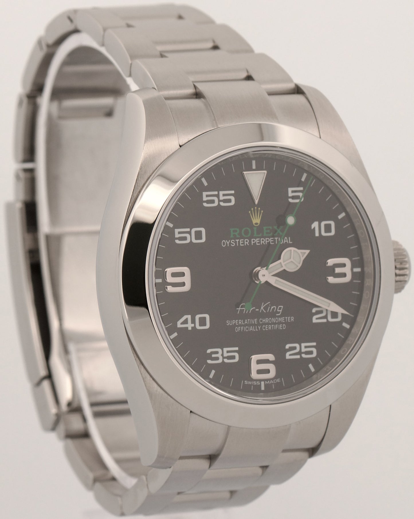 2018 PAPERS Rolex Air-King 40mm BLACK Green Stainless Steel Automatic 116900 BOX