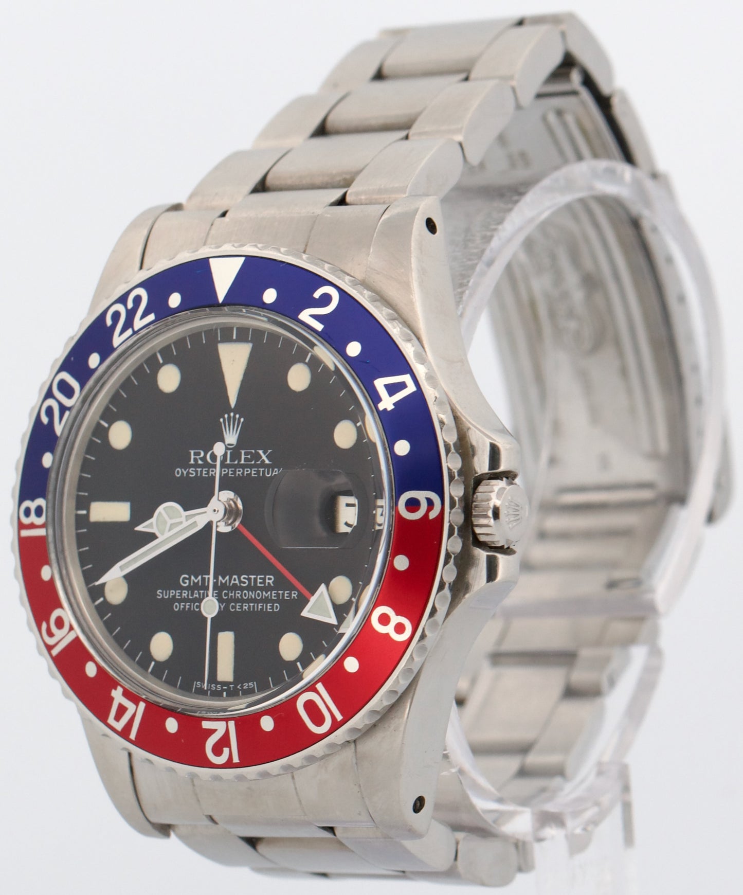 VINTAGE 1978 Rolex GMT-Master Red Blue PEPSI Black Oyster Steel 40mm 1675 Watch