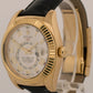 Rolex Sky-Dweller SILVER ROMAN 18K Yellow Gold Fluted 42mm LEATHER 326138 Watch