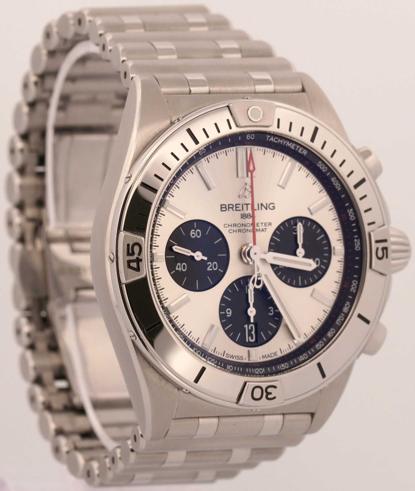 2021 PAPERS Breitling Chronomat SILVER Panda Stainless Steel 42mm AB0134 BOX