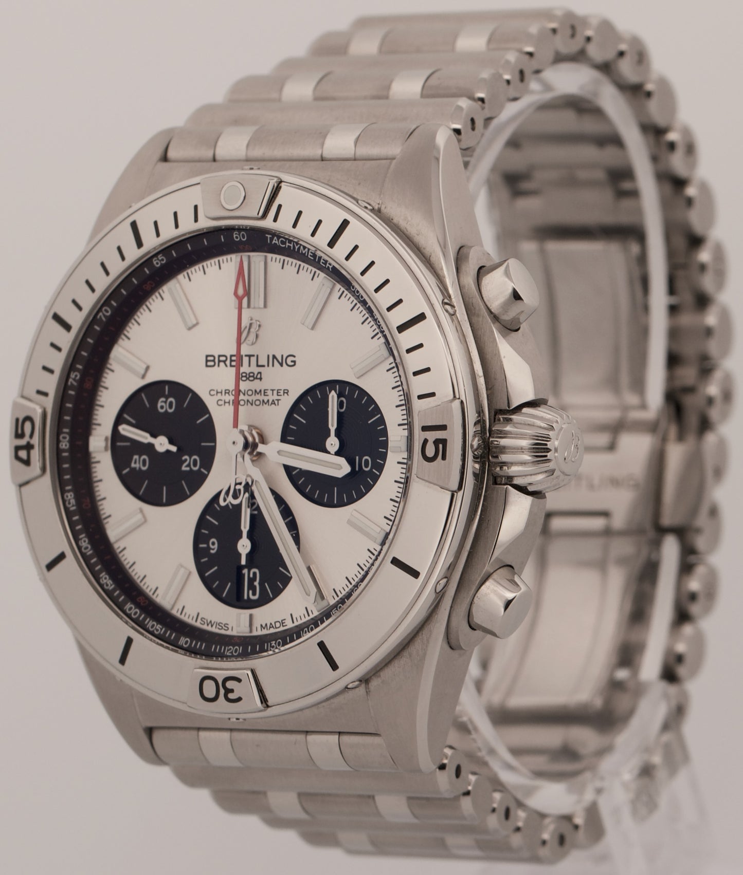 2021 PAPERS Breitling Chronomat SILVER Panda Stainless Steel 42mm AB0134 BOX