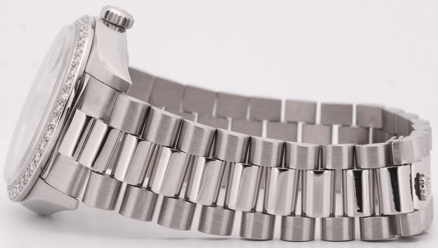 Rolex Day-Date President Silver FACTORY DIAMOND BEZEL 36mm 950 Platinum 18046