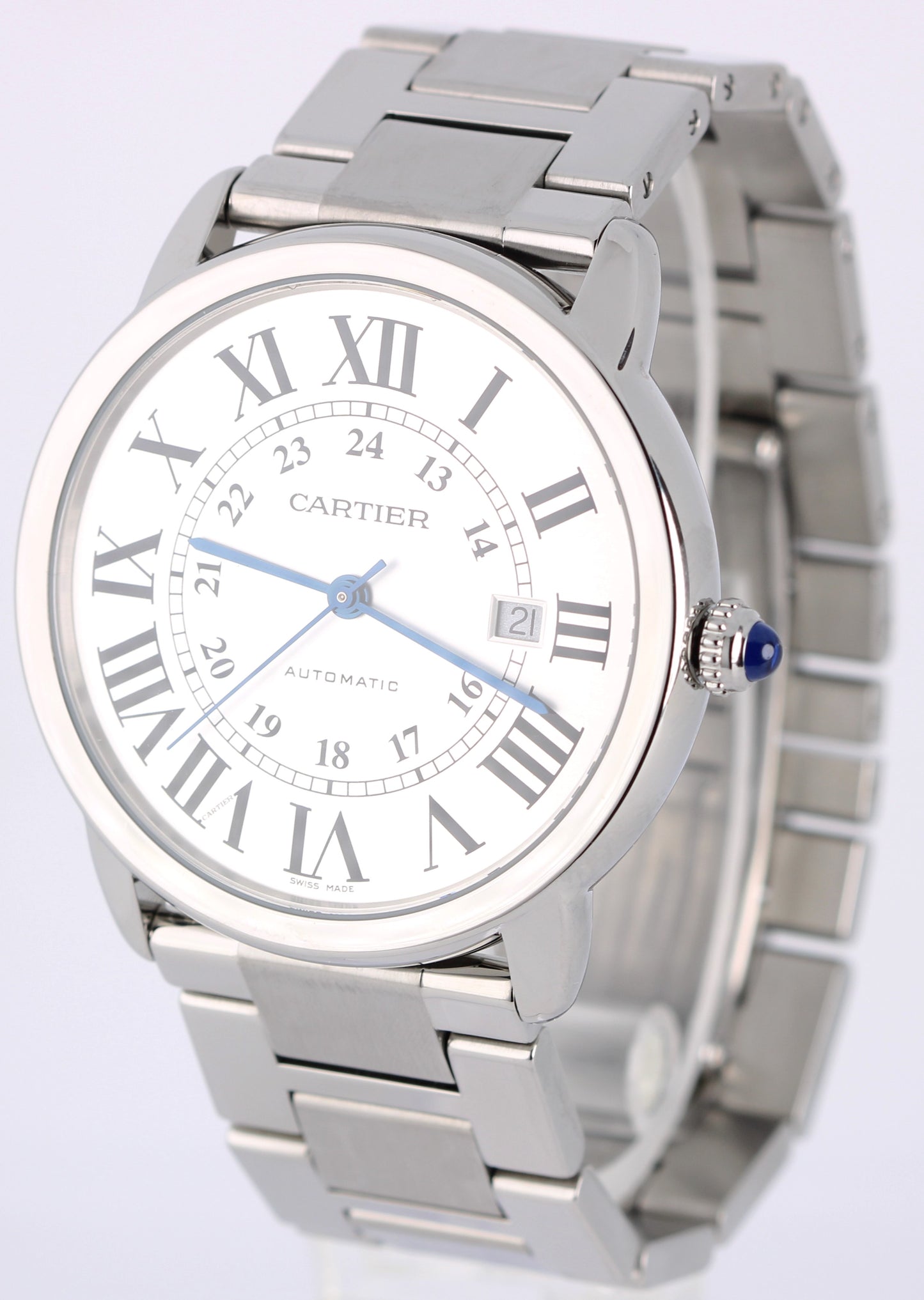 Cartier Ronde Solo PAPERS Steel Silver Roman Numeral 42mm W6701011 Watch BOX