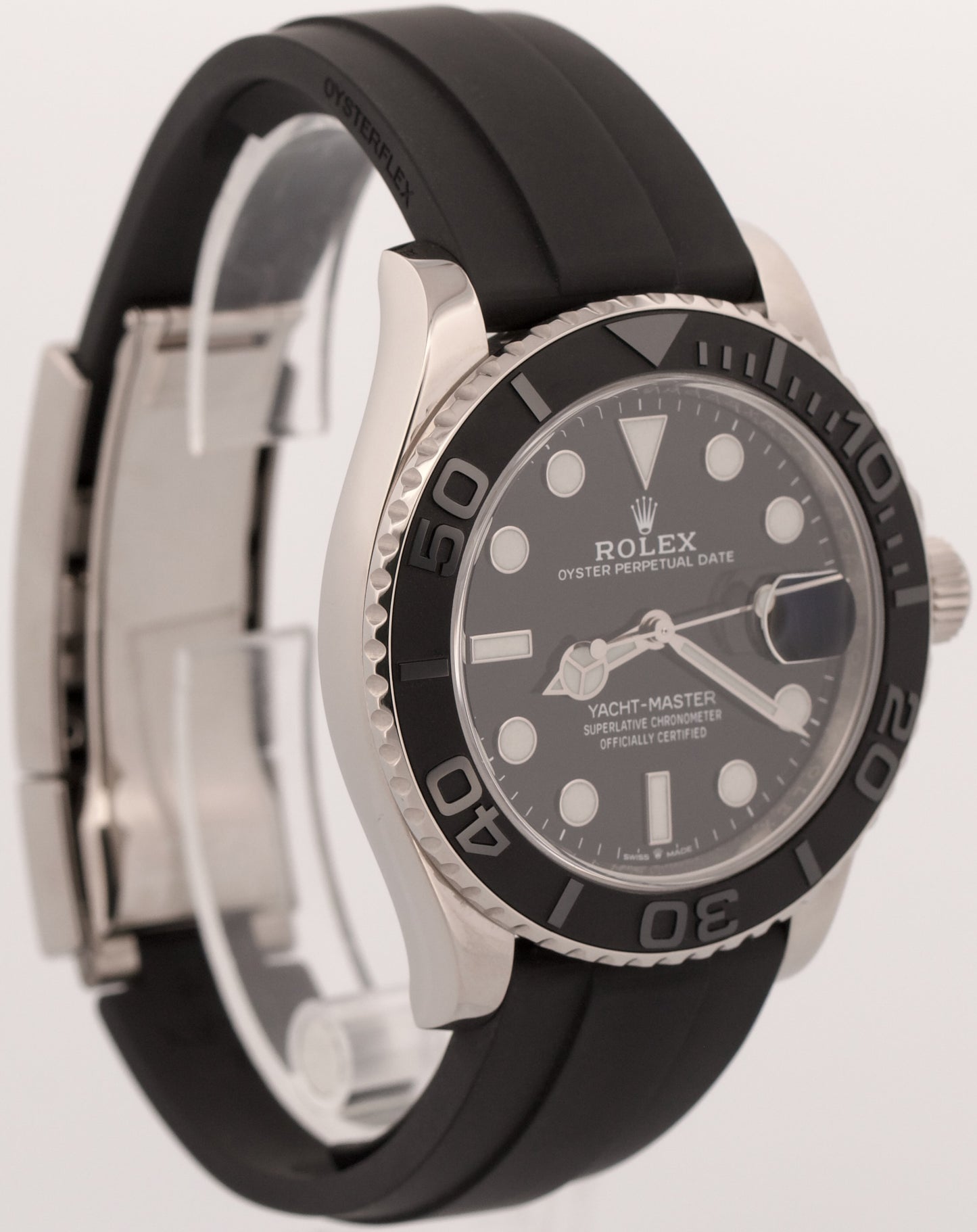 2019 PAPERS Rolex Yacht-Master BLACK 18K White Gold Oysterflex 42mm 226659 BOX