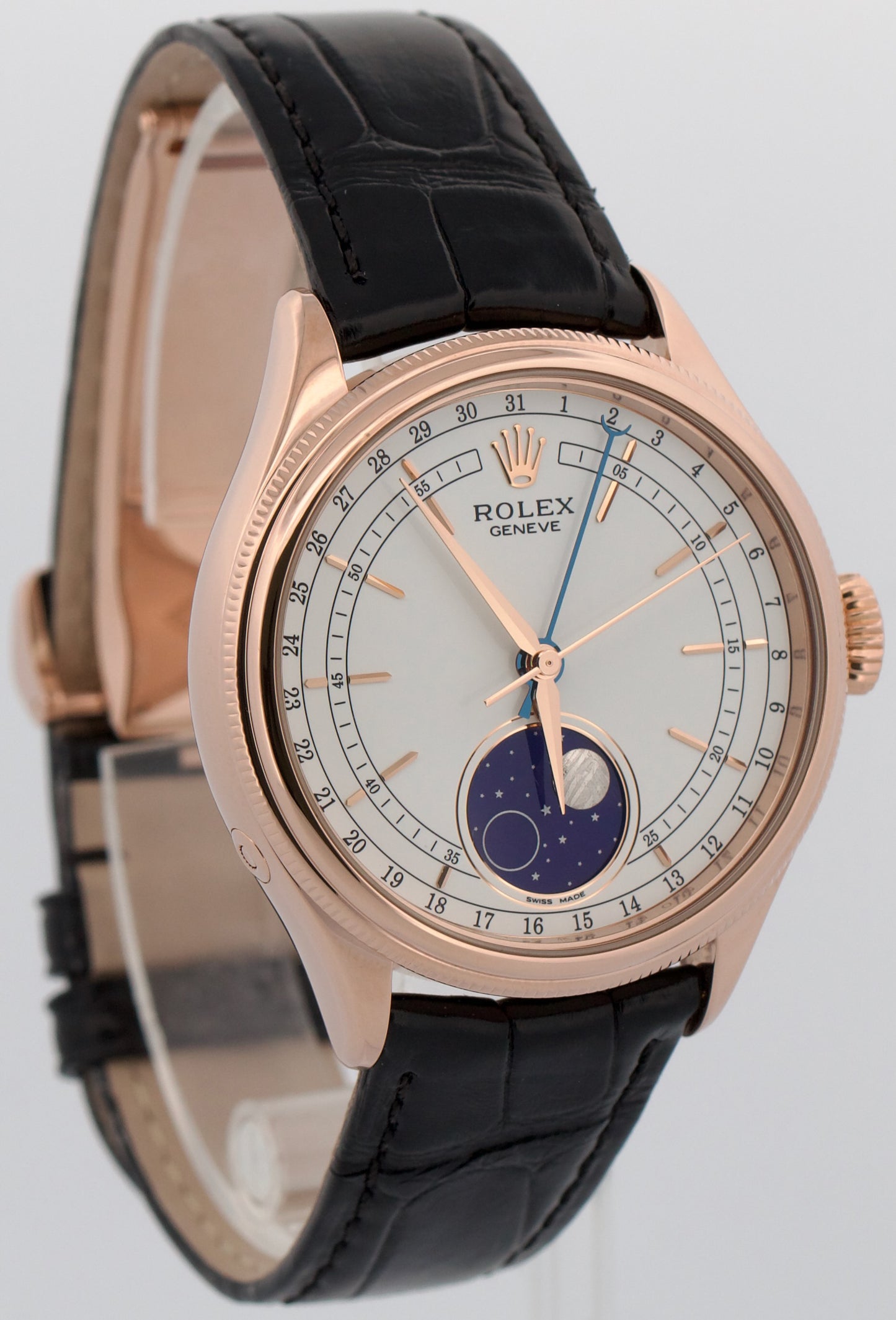 2020 PAPERS Rolex Cellini Moonphase WHITE 18K Everose Gold 39mm 50535 Watch BOX