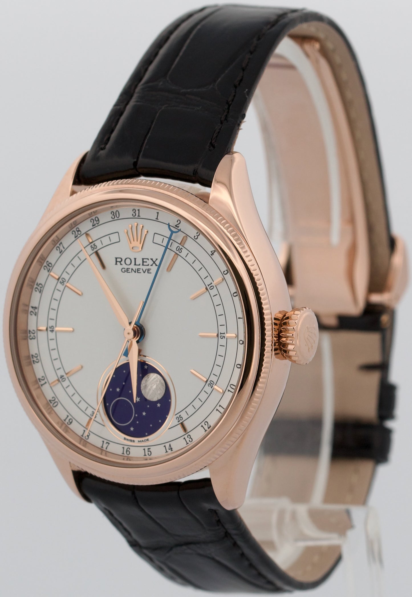2020 PAPERS Rolex Cellini Moonphase WHITE 18K Everose Gold 39mm 50535 Watch BOX