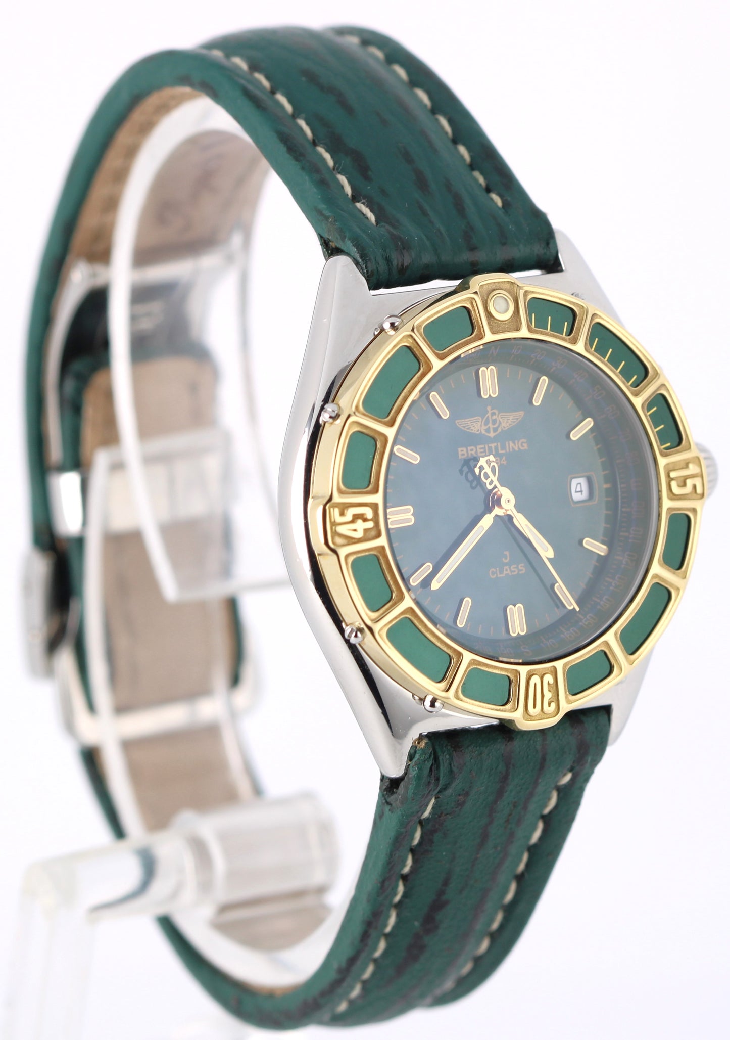 1994 PAPER Breitling J Class Two-Tone 18k Gold Steel Green 31mm D52064 Watch BOX